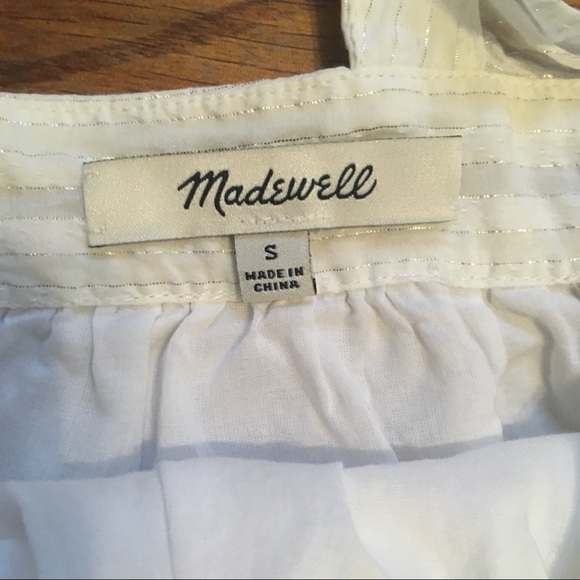 Madewell Metallic Stripe Ruffle Dress Size S - Picture 4 of 6